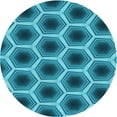 thumbnail image 1 of Ahgly Company Tapis Rond Lavable en Machine Intérieur Transitionnel Vert Cyan Foncé, 4 Pieds Rond, 1 of 7