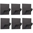 thumbnail image 1 of Ganchos de pared adhesivos de alta resistencia, gancho multifuncional para entornos húmedos o secos, ganchos de baño de acero inoxidable con diseño moderno (paquete de 6), 1 of 7