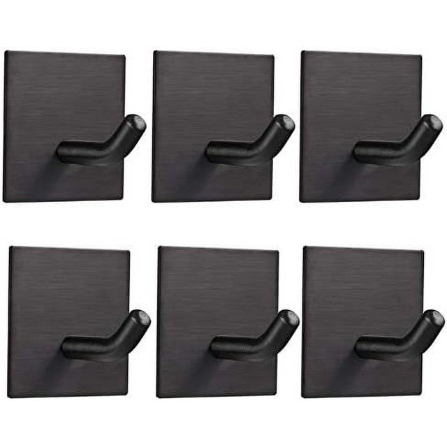 Ganchos de pared adhesivos de alta resistencia, gancho multifuncional para entornos húmedos o secos, ganchos de baño de acero inoxidable con diseño moderno (paquete de 6)