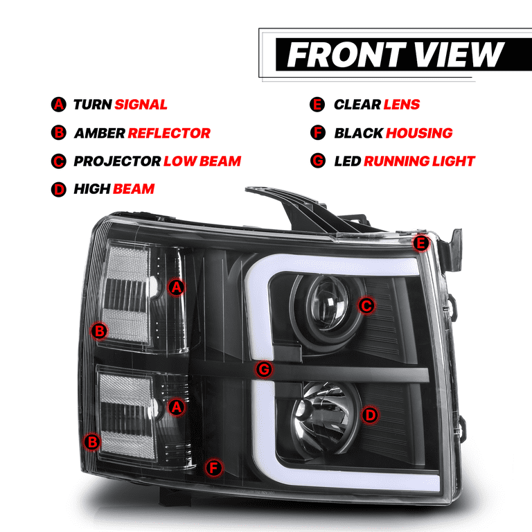 DRL LED Projector Headlights For 2007-2013 Chevy Silverado 1500/2500 - DOT & SAE Certified 10 thumbnail image