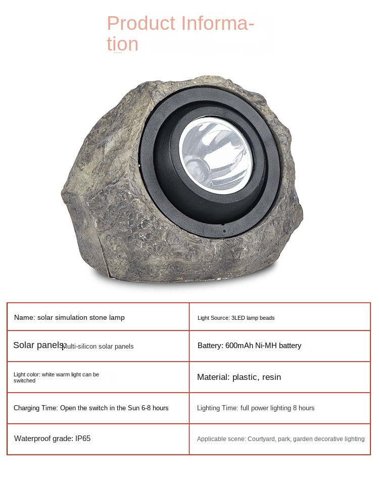 Solar-Powered LED Decorative Rock Lights, Outdoor Garden Landscape Lighting for Yard, Pathway, or Lawn, Waterproof, Auto On/Off, Realistic Stone Design, Easy Installation