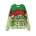 thumbnail image 5 of Ugly Christmas Sweater for Women Printed Long Sleeve Womens Sweatshirt Green Mons ter Graphic Holiday Pullover Tops Christmas Tree Sweatshirts for Women, 5 of 5
