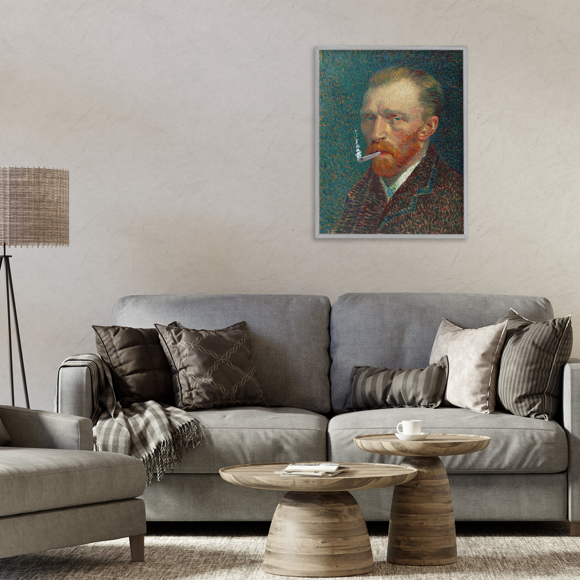 Van Gogh Portrait with Smoke Gray Framed Giclee Art, design by Masters Redux