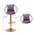 thumbnail image 3 of Velvet Bar Stools Set of 2, Pure Gold Plated Swivel Counter Height Bar Stools with Height Adjustable, 360 Degree Rotation Upholstered Bar Chair with 1 Thick Pillow for Dinning Room and Bar, Purple, 3 of 8