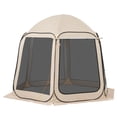 thumbnail image 2 of Screen House Tent, 10 x 9.2 ft, 4-8 Person Pop Up Screen Tent with Extended Awning, Portable Screened in Canopy with Carry Bag, Netting Sides, for Patio, Backyard, and Outdoor Activities, Beige, 2 of 10