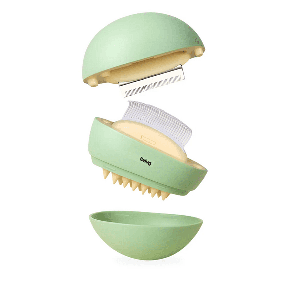 "3 In 1 Depilación Cepillo Para Gato Perro Peine Deslanador Belug, Verde "