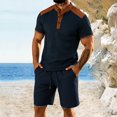 thumbnail image 2 of CONFREE Mens 2 Peice Shorts Sets Casual Men's Summer Outfits Set Patchwork Color Tshirts Shorts Athletic Track Suits for Men, 2 of 5
