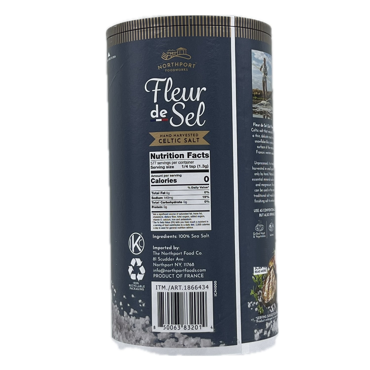 Northport Foodworks Fleur de Sel Hand-Harvested Celtic Salt, 26.46 Ounce
