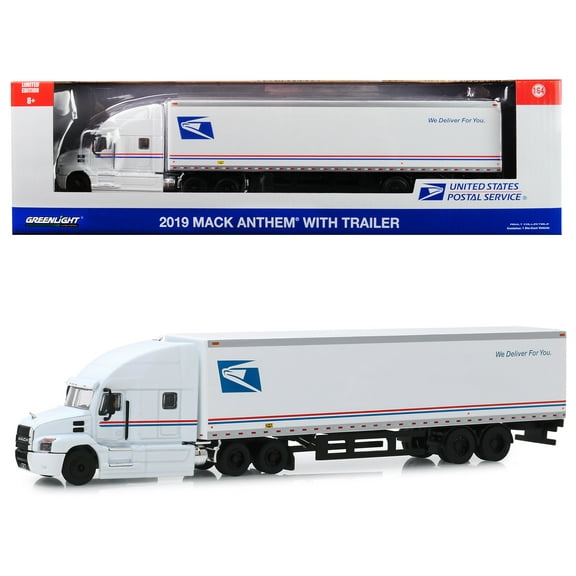 Greenlight 30090 2019 Mack Anthem 18 Wheeler Tractor-Trailer USPS United States Postal Service We Deliver for You 0.16 0.4 Diecast Model