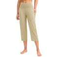 thumbnail image 4 of Capri Pants for Women High Waist Cropped Yoga Pants Straight Leg Athletic Workout Leggings with Pockets Light Brown XL, 4 of 6