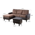 thumbnail image 2 of Pon Living Chocolate Mirofiber Sectional Sofa, Convertible Couch for Small Apartment, 2 of 7