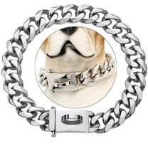 Silver Dogs Collar Metal Choker Cuban Chain For Small Medium Large American Pitbull French Bulldog