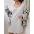 thumbnail image 2 of SWQZVT Womens Sleep Shirts V Neck Nightgown Oversized T Shirt Nightshirt Short Sleeve Cotton Sleepwear Lounge Dress, 2 of 8