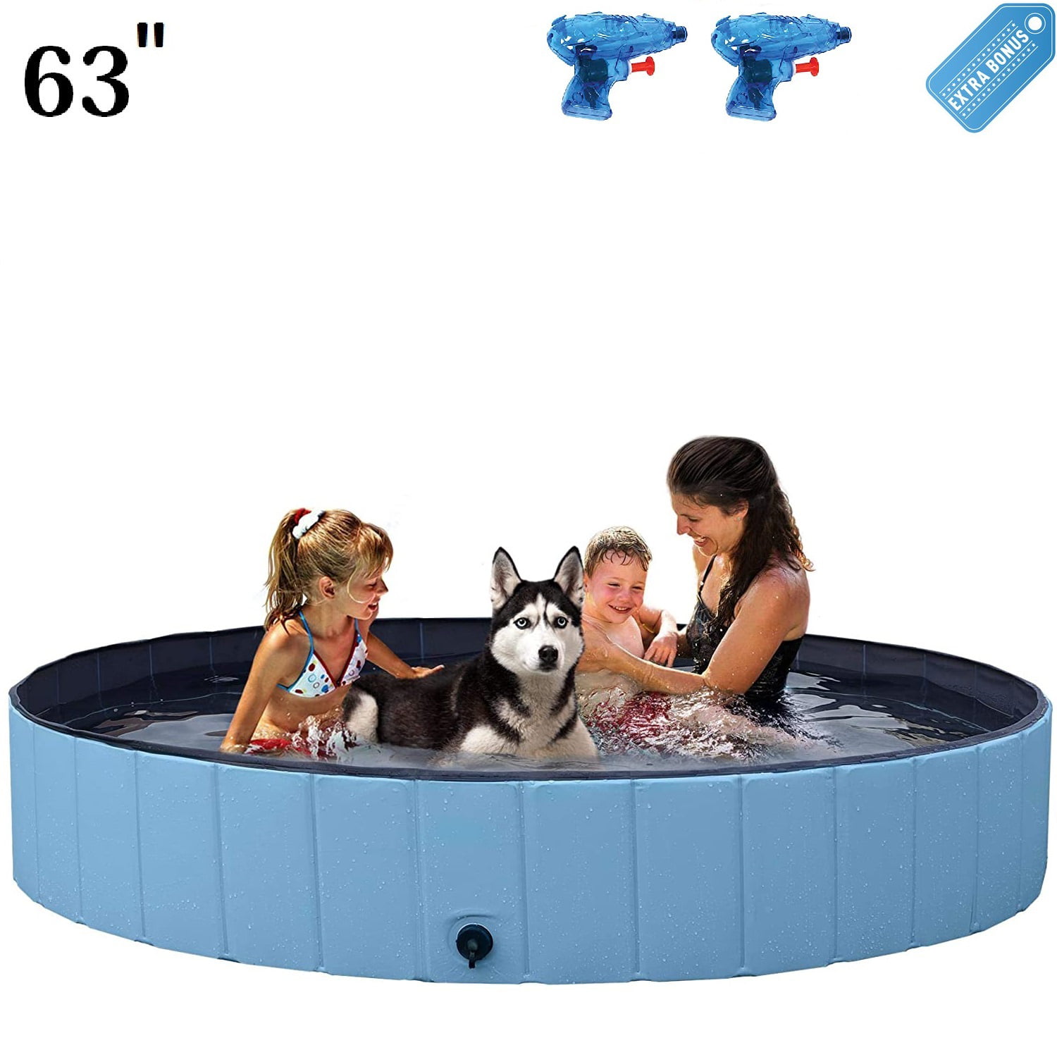 63" Large Foldable Pet Bath Pool Collapsible Dog Pet Pool Bathing Tub