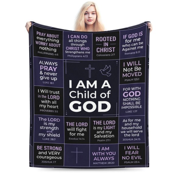 Christian Throw Blanket, "I Am a Child of God" Gift Blanket, Baptism Birthday Present for Mom Sister Friend 50x40