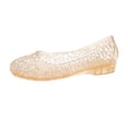 thumbnail image 4 of HOWPAY Womens Sandals on Closed Toe Hollow out Non- Transparent Ballet Flats Casual Comfortable Summer Beach Jelly Shoes Gold 38, 4 of 9