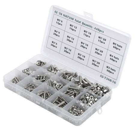 

EBTOOLS Threaded Inserts Kit M3/M4/M5 Hex Socket Screw With Nut Assortment Set Stainless Steel Fastener Hardware