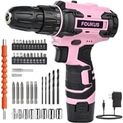 FOUKUS Cordless Drill Set Power Drill: 35Nm Compact Pink Drill Driver Kit with Battery and Charger, 25+1 Clutch Electric Drill, 2-Speed Portable Drill Machine for Home DIY Women Furniture Assembly