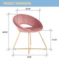 thumbnail image 5 of Velvet Dining Chair, Upholstered Low Back Accent Chair Modern Vanity Chair with Golden Legs Non-slip Side Chair for Kitchen, Living Room, Makeup Room - Pink, 5 of 10