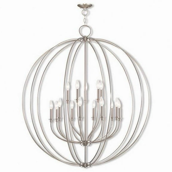 Traditional Farmhouse Fifteen Light Chandelier-Brushed Nickel Finish Bailey Street Home 218-Bel-2120547