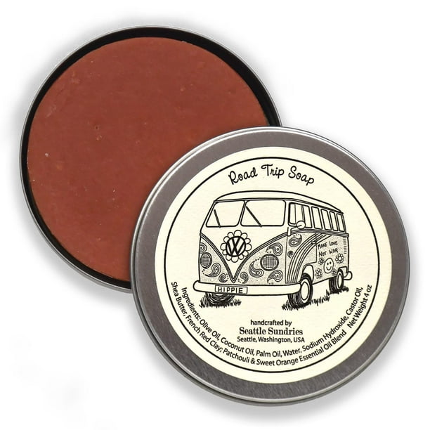 Seattle Sundries Jabón de pachulí para mujeres y hombres - 1 jabón de barra hecho a mano (4 oz) en una lata de regalo retro - Idea de regalo estético boho de