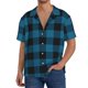 thumbnail image 1 of Fotbe Blue Black Plaid Camisa Estampada de Manga Corta para Hombre, Casual de Verano, Estilo Playero, Sin Arrugas-3X-Large, 1 of 5