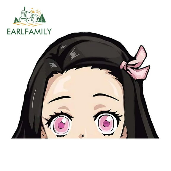 EARLFAMILY 5.1 Inch for Kamado Nezuko Car Sticker Waterproof Windshield Decal Vinyl Car Wrap Personality Creative Decor