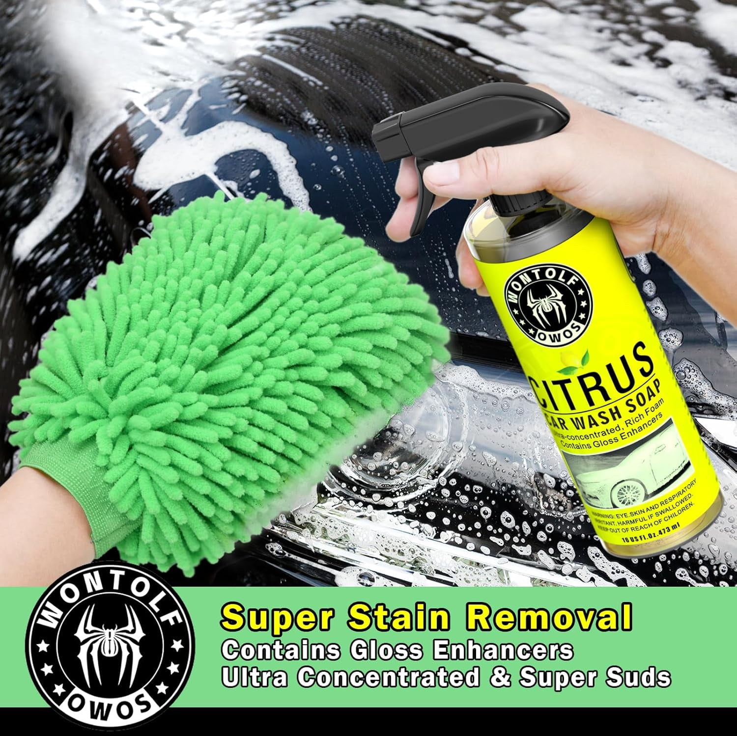 Wontolf CWK188 Car Wash Kit with Foam Gun, Car Wash Soap, Interior Detailer Cleaner, Wheel Cleaner, Car Care Cleaning Detailing Kit for Cars Trucks