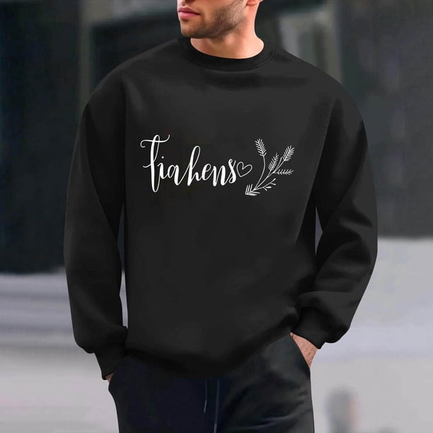 Ceisia Men's Regular-Fit Crew-Neck Heart-Letter Printed Casual Sweatshirt Gift