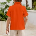 thumbnail image 5 of AJTQTH Boys Casual Short Sleeve Button Down Shirt Fashion Textured Summer Beach Hawaiian Shirt Lightweight Holiday Vacation Outfits Orange 13-14 Years, 5 of 9
