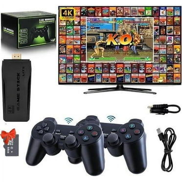 M8 Wireless Play Stick, 4K Output Mini Arcade Retro Video Play Box , 20000 Plays, Home Emulators for TV Plug and Play, with 2.4G Wireless Controllers(128G)