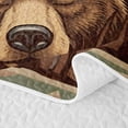 thumbnail image 5 of Castle Fairy Vintage Hunting Bear Bed Spread Queen for Teens,Camo Cattail Reed Queen Coverlet Set,Green Brown Beige, 5 of 7
