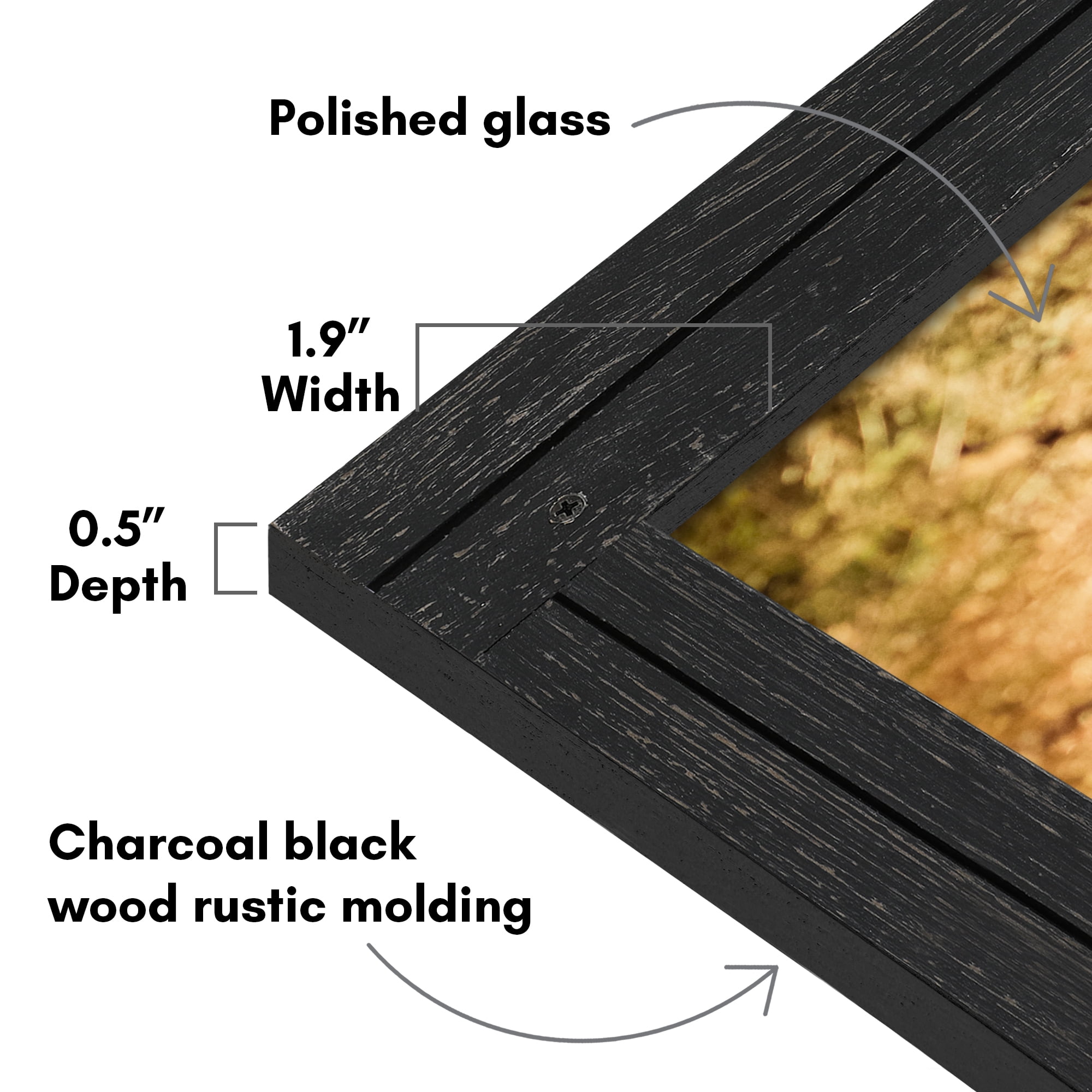 Americanflat 18x24 Poster Frame with Polished Plexiglass Hampton Collection Distressed Frames - Charcoal Black