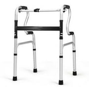 Angle View: One-Button Folding Aluminum Walking Frame Walker