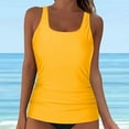 thumbnail image 2 of Linfrsh Womens Blouson Tankini Top No Bottom Loose Fit Swim Top Modest Tank Top Yellow,S, 2 of 5