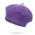 thumbnail image 2 of Beret Hat French Style Beanie Cap Solid Color Winter Hat for Women and Girls Casual Use Light Purple One Size, 2 of 4