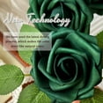 thumbnail image 2 of 25pcs Emerald Green Artificial Flowers Foam Fake Dark Hunt Green Rose with Stems 8 Leaves Real Looking Faux Roses for Wedding Bouquets Bridal Shower Centerpieces Arrangements Party Tables Decorations, 2 of 11