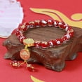 thumbnail image 5 of Pulsera hecha a mano de cuentas de vidrio de lámina dorada, pulseras elásticas elásticas, para meditación para hombres y mujeres, 5 of 5