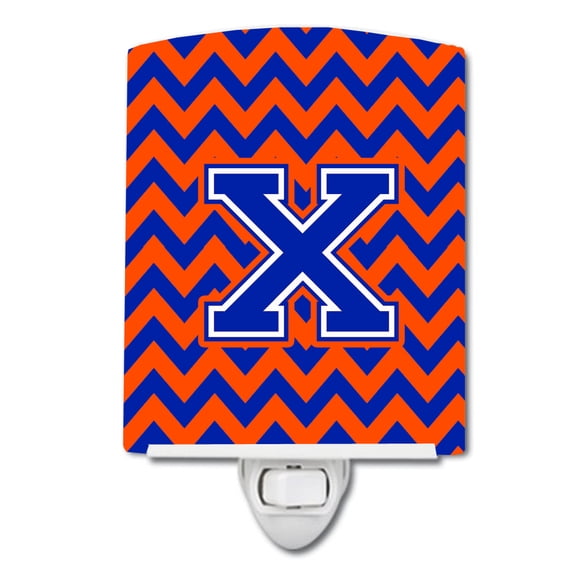 Letter X Chevron Orange and Blue Ceramic Night Light