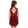 thumbnail image 6 of Aislor Girls Lyrical Dance Mock Neck Ruched Ballet Skirted Leotard Ballerina Ice Skating Dress Burgundy 10, 6 of 7