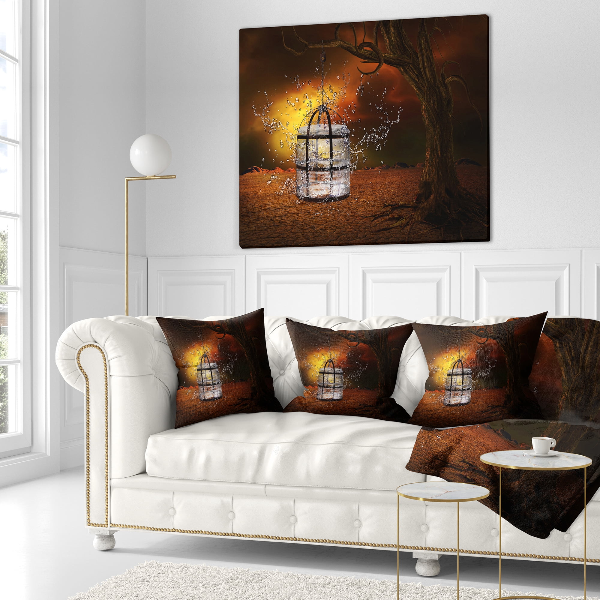 Designart Water Locked Cage - Abstract Throw Pillow - 18x18