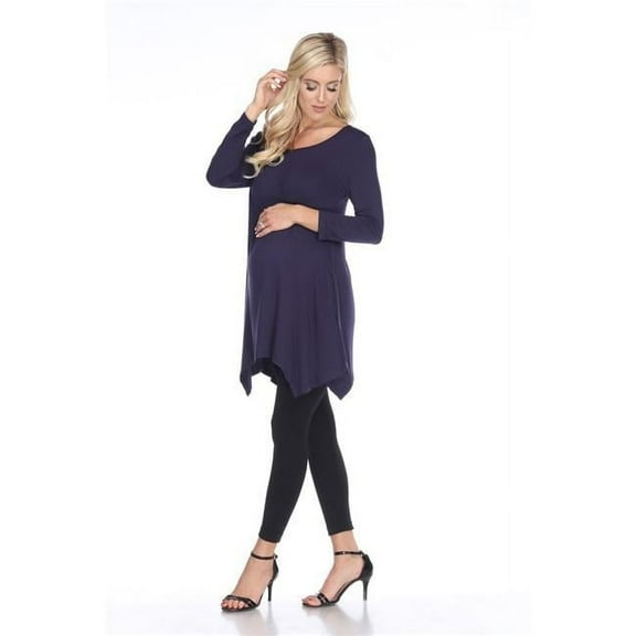 MTR1302-02-S Maternity Kayla Tunic Top, Navy - Small