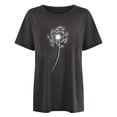thumbnail image 4 of RKSTN T-Shirts Graphiques pour Femmes Mode Col Rond Manches Courtes Chemises Grande Taille Imprimé Pissenlit Blouse Décontractée, 4 of 9