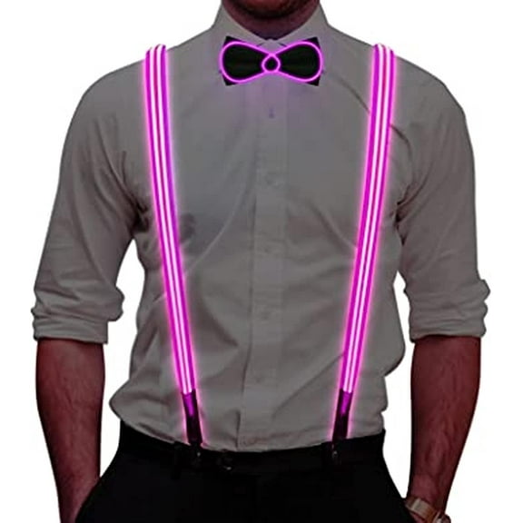 LINLIN LED Suspenders, Light Up LED Y Back Suspenders and Bowtie for Party