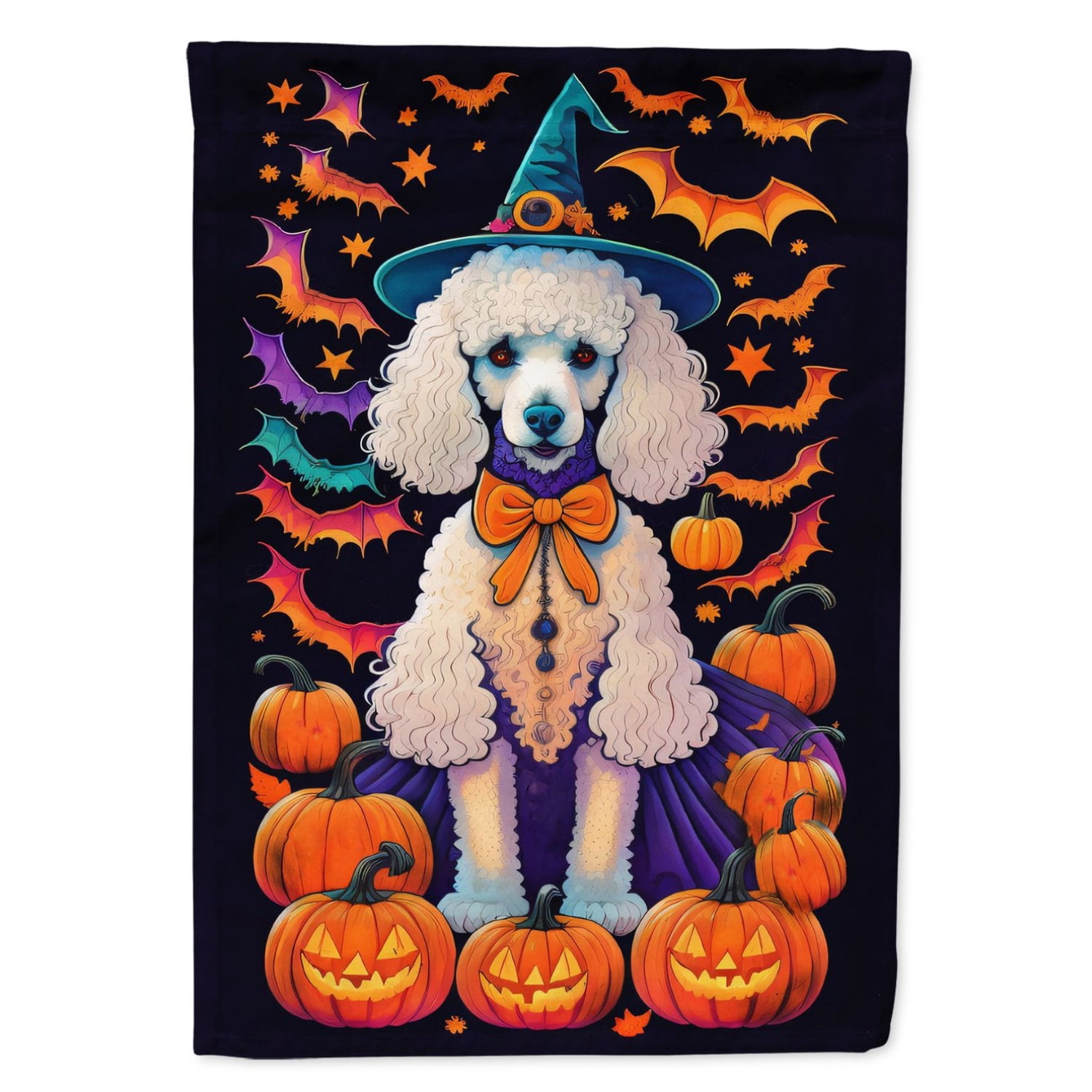 Halloween Poodle Dog House Flag 28x40IN Double-Sided Polyester Decorative Sleeve Pole Flag for Outdoor Home Garden