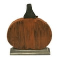 thumbnail image 6 of Northlight Wooden Fall Harvest Pumpkin Decoration with Leaf - 6.25", 6 of 6