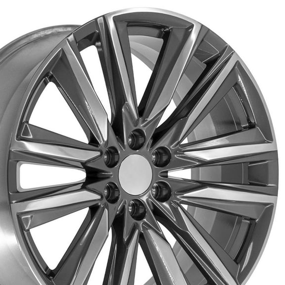OE Wheels CA91 24 Inch Rims Fit Escalade Sport Style 6-139.7 24x10 Gloss Gunmetal with Polished Face - Hollander 4869 (Set of 4)