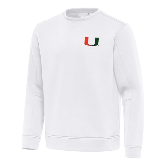 Men's Antigua White Miami Hurricanes Relevant Lightweight Pullover Sweatshirt