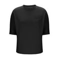 thumbnail image 5 of Stylish Olyvenn Women Oversized T Shirts Short Sleeve Crew Neck Summer Fashion Tops Casual Loose Top Basic Tee with Pocket Black XL, 5 of 7