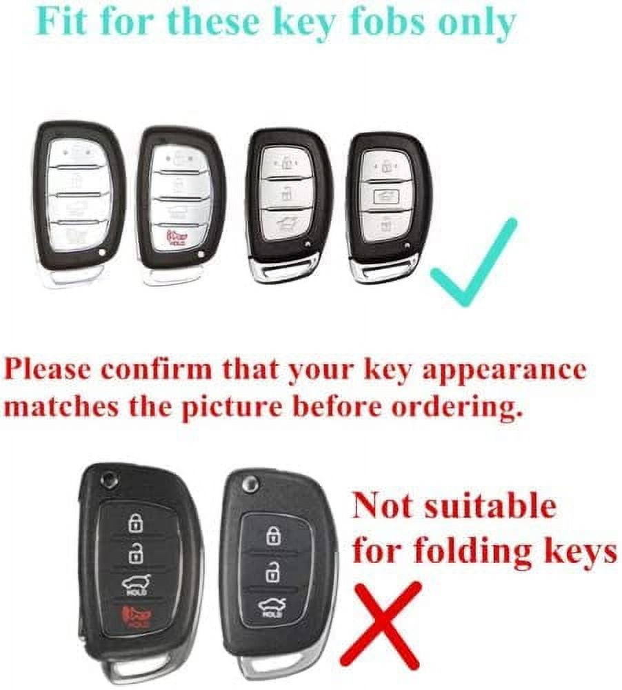 Compatible with Hyundai Smart 4 Buttons Metal FOB Key Case Cover Protector Keyless Remote Holder for 2019 2018 2017 2016 2015 2014 2013 Hyundai Elantra Sonata Tucson with Key Chain (Grey)